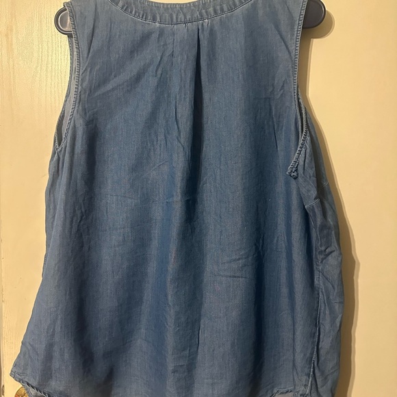 Croft & Barrow Blue Embroidered Sleeveless Tunic - Picture 4 of 6